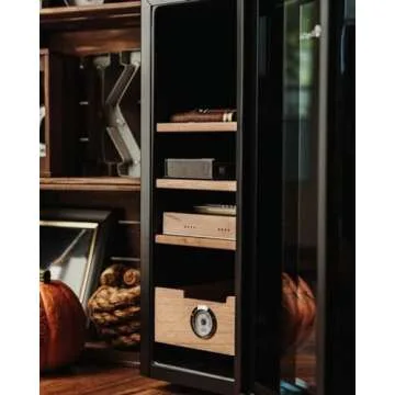 KingChii 33L Electric Cigar Humidors Temperature Control System, Cooling & Heating Humidor Cabinet with Spanish Cedar Wood Shelves & Hygrometer, Father's Day Gifts for Men (4 Layers 250 Capacity)