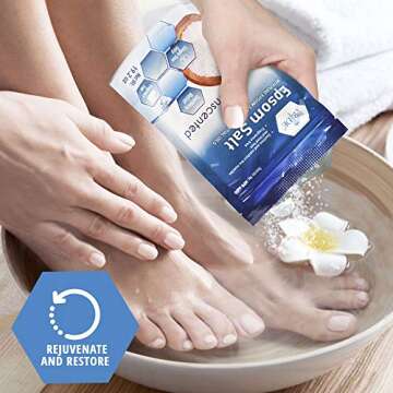 MED PRIDE Epsom Bath Salts 19.2oz, Unscented - Relaxing Foot Bath Soak with Essential Oils- Soothing Muscle Recovery & Relaxation - Soaking Salts