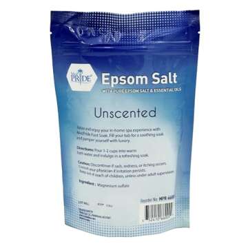 MED PRIDE Epsom Bath Salts 19.2oz, Unscented - Relaxing Foot Bath Soak with Essential Oils- Soothing Muscle Recovery & Relaxation - Soaking Salts