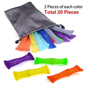 AUSTOR 20 Pieces Fidget Toys Relieve Stress Increase Focus Sensory Marble and Mesh Fidgets for Adults and Children with ADHD ADD OCD Autism, 10 Colors