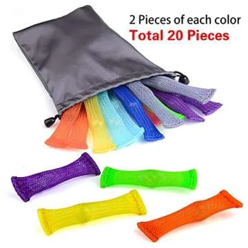 AUSTOR 20 Pieces Fidget Toys Relieve Stress Increase Focus Sensory Marble and Mesh Fidgets for Adults and Children with ADHD ADD OCD Autism, 10 Colors