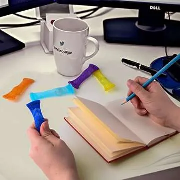 AUSTOR 20 Pieces Fidget Toys Relieve Stress Increase Focus Sensory Marble and Mesh Fidgets for Adults and Children with ADHD ADD OCD Autism, 10 Colors