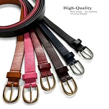 Women's Dress Belt Casual Fashion Waist Skinny Belt 1"(25mm) wide, Multi-Style Options (Style 1 - Premium Leather Alligator Brown, 30)