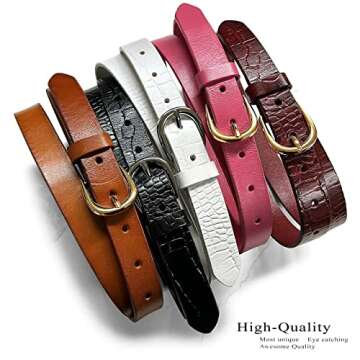 Women's Dress Belt Casual Fashion Waist Skinny Belt 1"(25mm) wide, Multi-Style Options (Style 1 - Premium Leather Alligator Brown, 30)