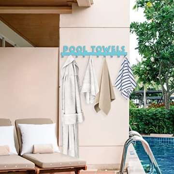 IBosins Large Pool Towel Rack with 10 Hooks for Outdoor