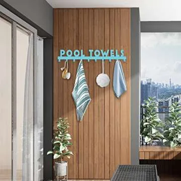 IBosins Large Pool Towel Rack with 10 Hooks for Outdoor