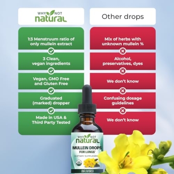 USDA Organic Mullein Drops for Lung Support