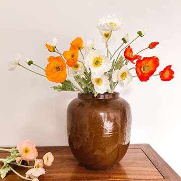 Kainonnan Artificial Flowers 5Pcs Poppies Flowers Artificial Silk Flowers for Home Office Wedding Ou...