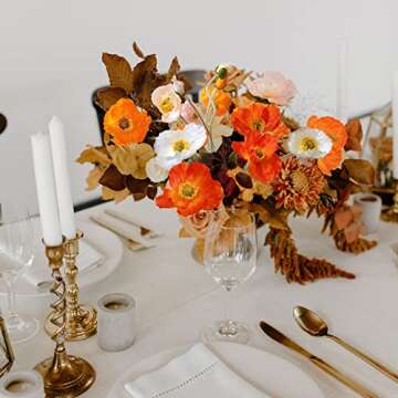 Kainonnan Artificial Flowers 5Pcs Poppies Flowers Artificial Silk Flowers for Home Office Wedding Outdoor Decor (Mixed Colors)