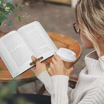 Handmade Walnut Wooden Book Page Holder- Convenient Thumb Ring Reading Personalized Book Assistant, Book Accessories, Gift for Readers, Reading Bookmarks (Walnut, Large - 0.98”)