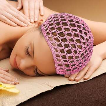 4 Pieces Mesh Crochet Hair Net Rayon Knit Snood Hat Thick Short Women Hairnet Snoods Cover Ornament for Sleeping (Pink)