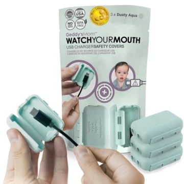 Watch Your Mouth Baby Proof Cord Cover - 3-Pack,Dusty Aqua
