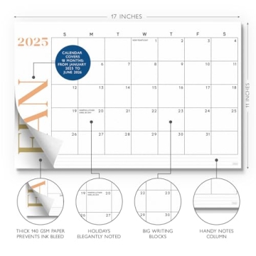 S&O Modern Large Desk Calendar 2025-2026 for Productivity