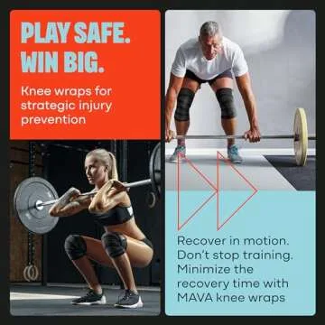 Mava Sports Knee Wraps (Pair) for Men & Women | Ideal for Cross Training, WODs, Gym Workouts, Weightlifting, Fitness & Powerlifting | Knee Straps for Squats | 72" Compression & Elastic Support
