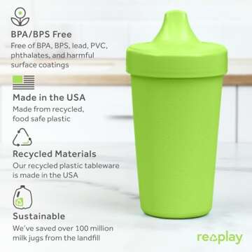 Re-Play Made in USA 10 Oz. Sippy Cups for Toddlers, Pack of 4 - Reusable Spill Proof Cups for Kids, Dishwasher/Microwave Safe - Hard Spout Sippy Cups for Toddlers 3.13" x 6.25", Mermaid