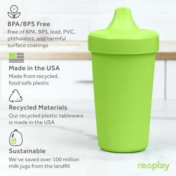 Re-Play Made in USA 10 Oz. Sippy Cups for Toddlers, Pack of 4 - Reusable Spill Proof Cups for Kids, Dishwasher/Microwave Safe - Hard Spout Sippy Cups for Toddlers 3.13" x 6.25", Mermaid