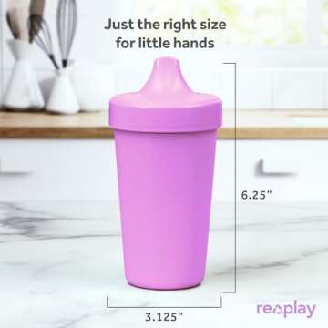 Re-Play Made in USA 10 Oz. Sippy Cups for Toddlers, Pack of 4 - Reusable Spill Proof Cups for Kids, Dishwasher/Microwave Safe - Hard Spout Sippy Cups for Toddlers 3.13" x 6.25", Mermaid
