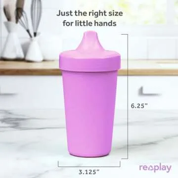 Re-Play Made in USA 10 Oz. Sippy Cups for Toddlers, Pack of 4 - Reusable Spill Proof Cups for Kids, Dishwasher/Microwave Safe - Hard Spout Sippy Cups for Toddlers 3.13" x 6.25", Mermaid