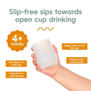 NumNum Cup for Ages 4+ months - 2oz Non-Slip & Easy To Grip Training Cups, Perfect for Drinking & Self Feeding Skills, 1 Cup, Clear