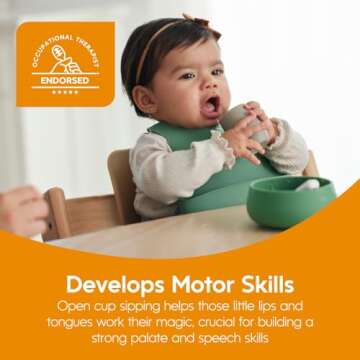 NumNum Cup for Ages 4+ months - 2oz Non-Slip & Easy To Grip Training Cups, Perfect for Drinking & Self Feeding Skills, 1 Cup, Clear