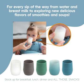 NumNum Cup for Ages 4+ months - 2oz Non-Slip & Easy To Grip Training Cups, Perfect for Drinking & Self Feeding Skills, 1 Cup, Clear