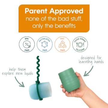 NumNum Cup for Ages 4+ months - 2oz Non-Slip & Easy To Grip Training Cups, Perfect for Drinking & Self Feeding Skills, 1 Cup, Clear