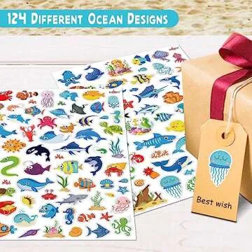 LINAYE 24 Sheets Ocean Stickers for Kids - 1480PCS
