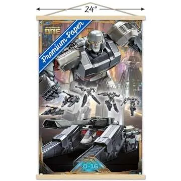Hasbro Transformers: One - D-16 / Megatron Wall Poster with Magnetic Frame, 22.37" x 34.00", Premium Print and Beechwood Hanger Bundle
