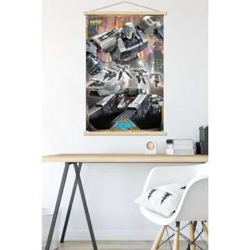 Hasbro Transformers: One - D-16 / Megatron Wall Poster with Magnetic Frame, 22.37" x 34.00", Premium Print and Beechwood Hanger Bundle