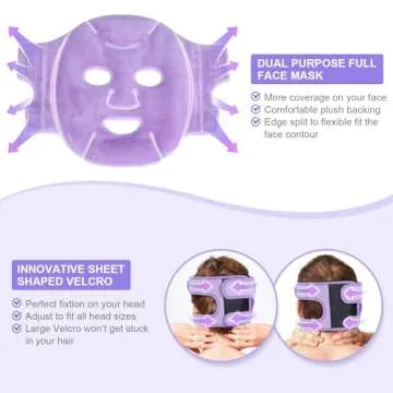 Atsuwell Cooling Ice Face Eye Mask Set for Dark Circles and Puffiness, 6 Gel Cold Packs for Face, Eyes, Soft Plush Lining Ice Pads Cold Compress, Relaxation, Cool Bag Included