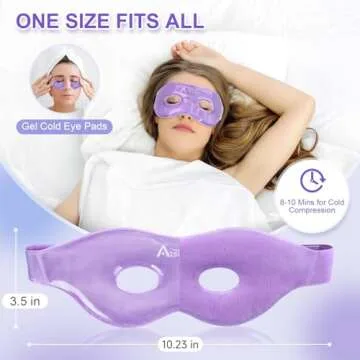 Atsuwell Cooling Ice Face Eye Mask Set for Dark Circles and Puffiness, 6 Gel Cold Packs for Face, Eyes, Soft Plush Lining Ice Pads Cold Compress, Relaxation, Cool Bag Included
