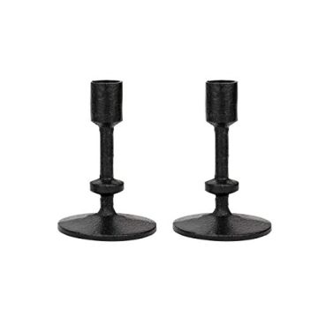 Stonebriar 5" Black Cast Iron Candle Holders Set of 2