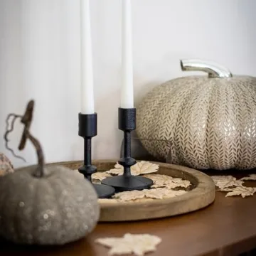 Stonebriar 5" Black Cast Iron Candle Holders Set of 2