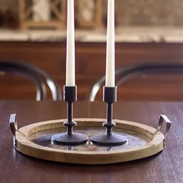 Stonebriar 5" Black Cast Iron Candle Holders Set of 2