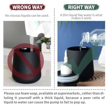 BosilunLife Foam Hand Soap Dispenser - 12 oz Bathroom Lotion Hand Pump Dispenser Black Foaming Hand Soap Dispenser Ceramic Dish Liquid Dispenser for Kitchen Hand Wash Dispenser (Rubber Paint)