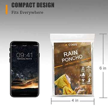 COOY Rain Ponchos,with Drawstring Hood （10 Pack） Emergency Disposable Rain Ponchos Family Pack f...