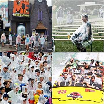 COOY Rain Ponchos,with Drawstring Hood （10 Pack） Emergency Disposable Rain Ponchos Family Pack for Adults,Clear…
