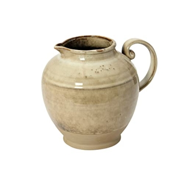 Creative Co-Op Stoneware Pitcher – Unique Reactive Glaze Design, 8" L x 7" W x 7" H, Elegant Greig...