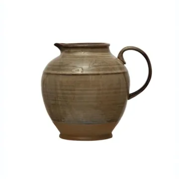 Creative Co-Op Stoneware Pitcher with Reactive Glaze 8 Inch