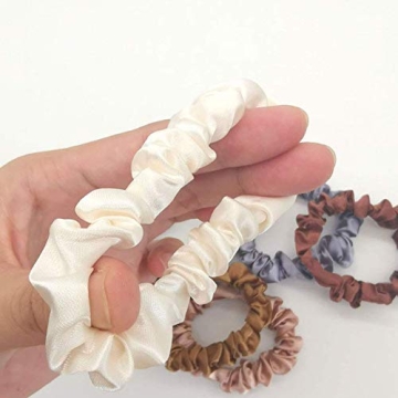 6 Pcs Soft Silk Small Hair Scrunchies for Women