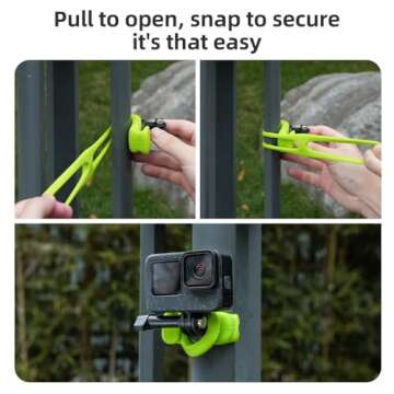 TELESIN Camera 360 Strap Mount Flexible Wrap Band Bike Motorcycle Handlebar Tube Roll Bar Stick Pole Ski Holder Accessories for GoPro Hero 13 12 11 10 9 Insta360 Ace Pro X3 DJI Action 3 4 Osmo Pocket