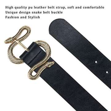 Taffeta Alley Belts for Women,Women Fashion Leather Belt for Dress with Snake Buckle