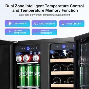 Tylza 24 Inch Wine Beverage Refrigerator with Dual Zones