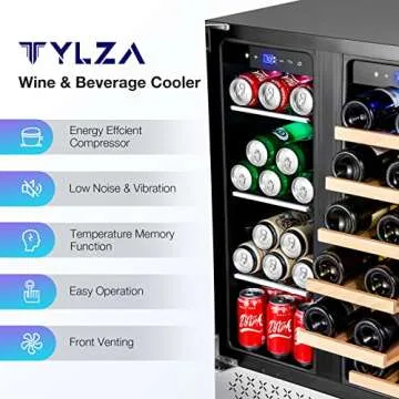 Tylza 24 Inch Wine Beverage Refrigerator with Dual Zones