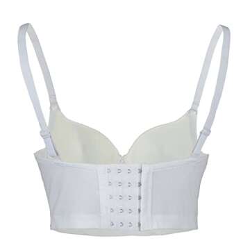 ELLACCI Women's Rhinestone Diamond Push up Bustier Crop Top Sexy Punk Corset Bra White Medium