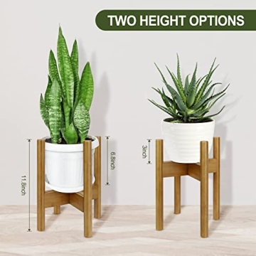 Stylish Blvornl Adjustable Bamboo Plant Stand