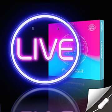 Lumoonosity LIVE Neon Signs - LED Live On Air Neon Lights for Twitch, Tiktok, Youtube Streamers/Game...