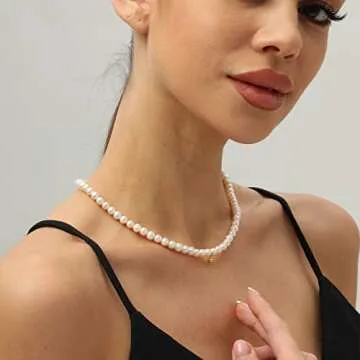 Round White Pearl Necklace for Men and Women