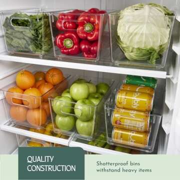 RUBOXA Shatterproof Clear Plastic Storage Bins for kitchen organization and storage BPA-Free Freezer...
