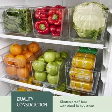 RUBOXA Shatterproof Clear Plastic Storage Bins for kitchen organization and storage BPA-Free Freezer...